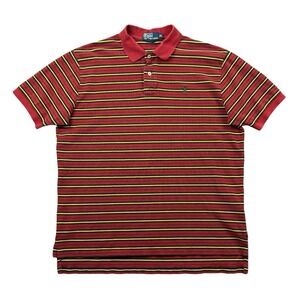 Vintage Polo Ralph Lauren Polo Shirt Men's XL Red Striped Preppy Pony Golf Work